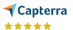 Capterra logo with a 5-star rating underneath