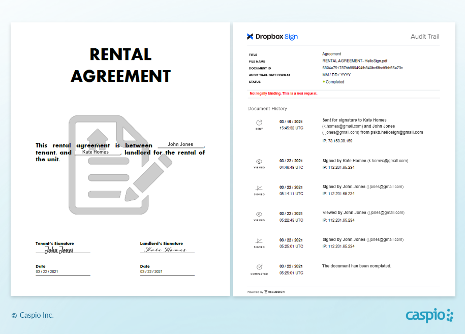 Dropbox Sign Rental Agreement sample