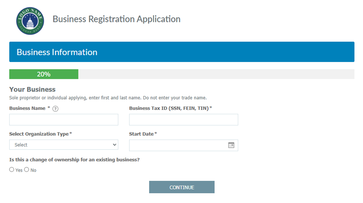 Business registration form