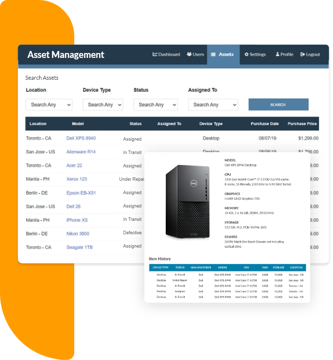 list of device assets