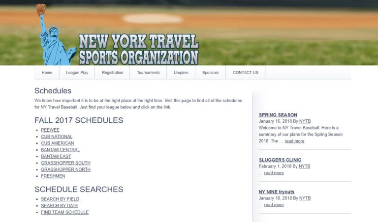 NY Travel Baseball Web Application