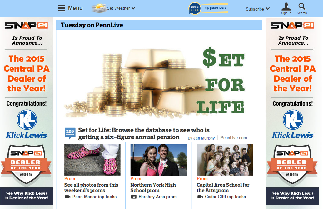 Pennlive-Homepage