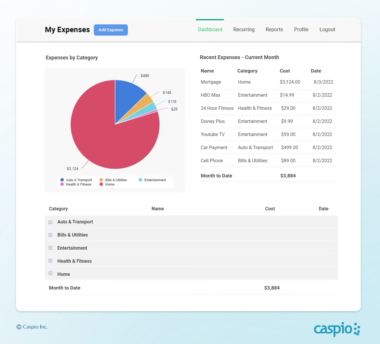 Caspio database app on Webflow