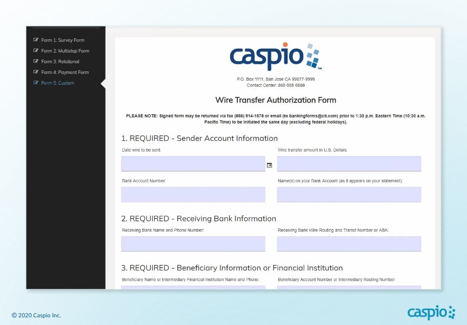 Caspio Web Form Sample